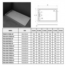 Душевой поддон Weltwasser TRS 10070 STONE-WT 10000004370, Низкий поддон, Прямоугольная, Искусственный мрамор