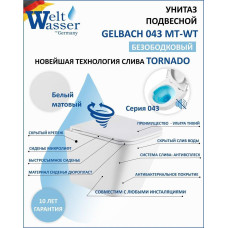 Унитаз Weltwasser WW SK 10000011817, Подвесной, Безободковый, Прямоугольная, Белый, Сантехнический фарфор