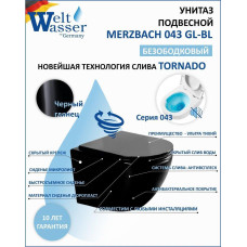 Унитаз Weltwasser WW SK 10000011164, Подвесной, Безободковый, Овальная, Черный, Фаянс