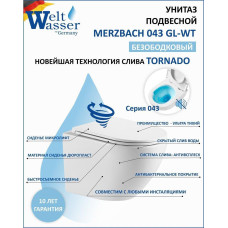 Унитаз Weltwasser WW SK 10000009939, Подвесной, Безободковый, Овальная, Белый, Фаянс