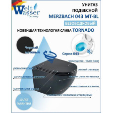 Унитаз Weltwasser WW SK 10000009940, Подвесной, Безободковый, Овальная, Черный, Фаянс
