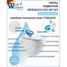Унитаз Weltwasser WW SK 10000010279, Подвесной, Безободковый, Овальная, Белый, Фаянс