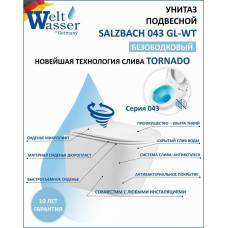 Унитаз Weltwasser WW SK 10000010281, Подвесной, Безободковый, Овальная, Белый, Фаянс