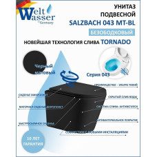 Унитаз Weltwasser WW SK 10000010282, Подвесной, Безободковый, Овальная, Черный, Сантехнический фарфор