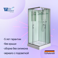 Душевая кабина Weltwasser WW500 LAINE 901 10000003259, Низкий поддон, Раздвижная, Стекло прозрачное, Квадратная, Хром