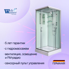 Душевая кабина Weltwasser WW500 LAINE 904 10000003268, Низкий поддон, Раздвижная, Стекло прозрачное, Квадратная, Хром